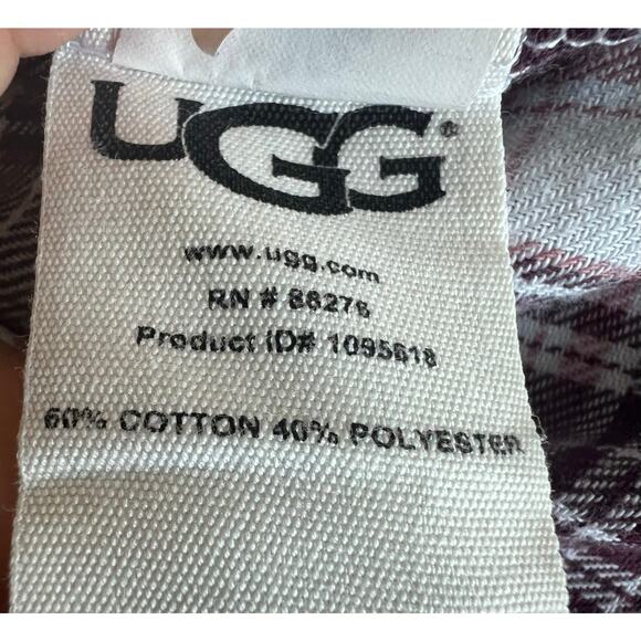 UGG Raven Plaid Flannel Long Sleeve Button Down Top with Long Pants Pajama Set S - Picture 12 of 14
